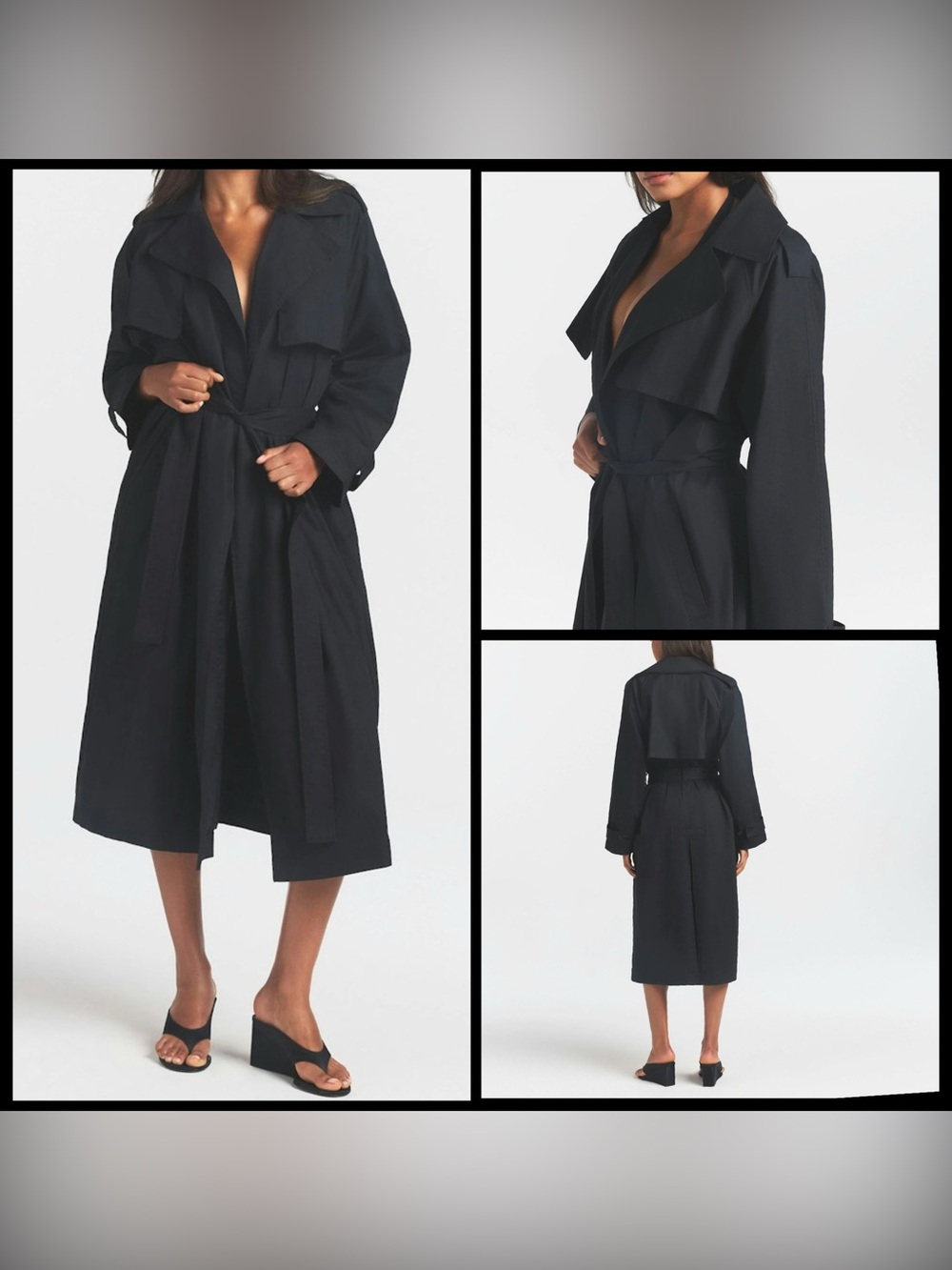 Skims Woven Cotton Trench Coat Onyx New